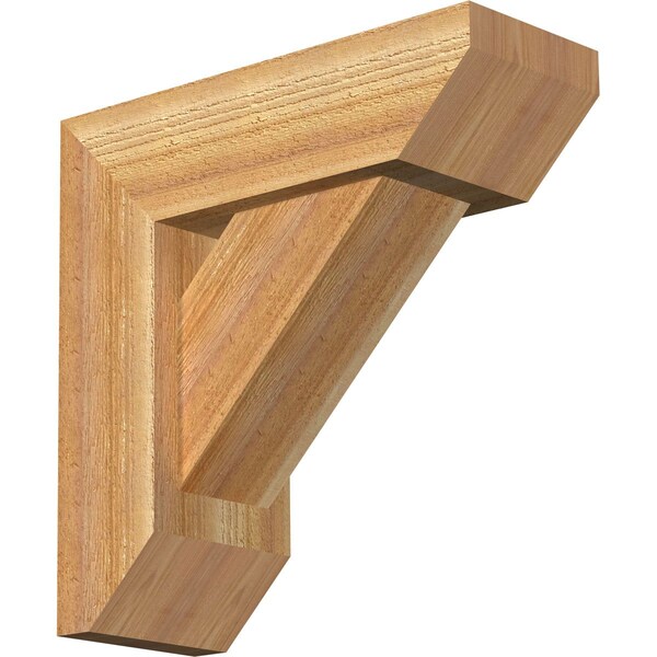 Ekena Millwork Traditional Slat Rough Sawn Bracket w/ Offset Brace, Western Red Cedar, 6"W x 16"D x 16"H BKT0604X16X16TRA06RWR - main
